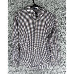 Peter Millar Collection Shirt Brown Blue Purple Checks Plaid Button Up Mens Sz L